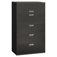 600 Series Five-drawer Lateral File, 42w X 18d X 64.25h, Charcoal