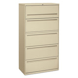 700 Series Five-drawer Lateral File W-roll-out Shelf, 36w X 18d X 64 1-4h, Putty