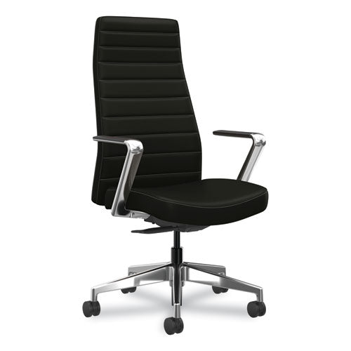 Cofi Executive High Back Chair, Supports Up To 300 Lb, 15.5 To 20.5 Seat Height, Black Seat/back, Polished Aluminum Base