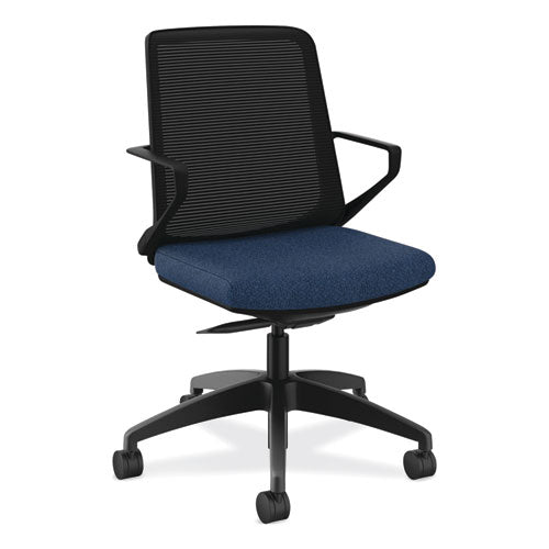 Cliq Office Chair, Supports Up To 300 Lb, 17" To 22" Seat Height, Navy Seat, Black Back/base, Ships In 7-10 Business Days