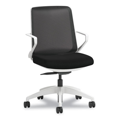Cliq Office Chair, Supports Up To 300 Lb, 17" To 22" Seat Height, Black Seat/back, White Base, Ships In 7-10 Business Days