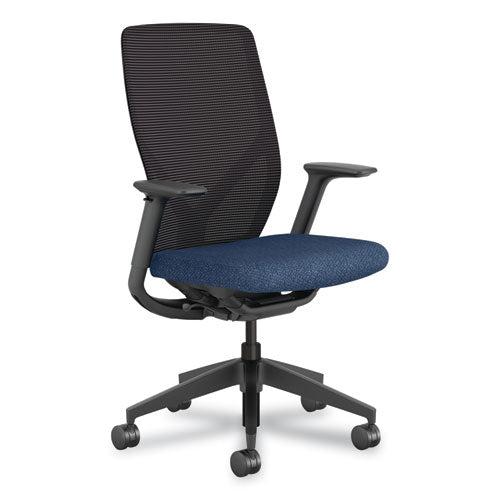 Flexion Mesh Back Chair, Supports Up To 300 Lb, 14.81" To 19.7" Seat Ht, Navy Seat, Black Back/base, Ships In 7-10 Bus Days