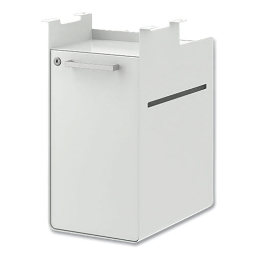 Fuse Undermount Storage Pedestal, 1 Open Shelf And 1 Cubby, Left/right Orientation, Designer White, 10" X 14.37" X 20"