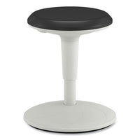 Revel Adjustable Ht Fidget Stool, Backless,up To 250lb, 13.75" To 18.5" Seat Ht,black Seat/white Base, Ships In 7-10 Bus Days