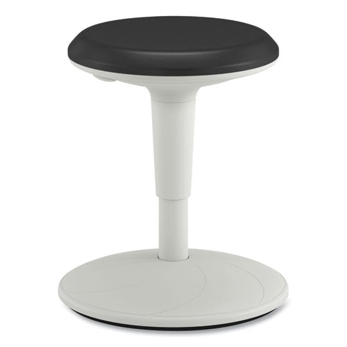 Revel Adjustable Ht Fidget Stool, Backless,up To 250lb, 13.75" To 18.5" Seat Ht,black Seat/white Base, Ships In 7-10 Bus Days