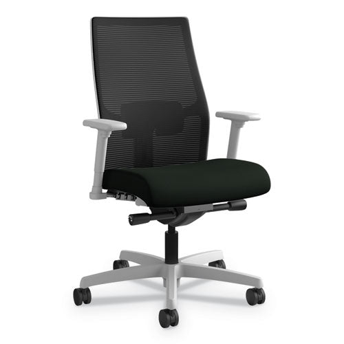 Ignition 2.0 4-way Stretch Mid-back Mesh Task Chair, Supports 300 Lb, 17" To 21" Seat Height, Iron Ore Seat, Black Back-base