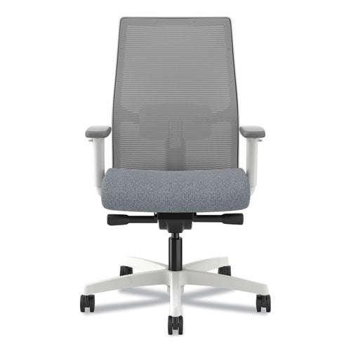 Ignition 2.0 4-way Stretch Mid-back Mesh Task Chair, 17" To 21" Seat Height, Basalt Seat, Fog Back, Designer White Base