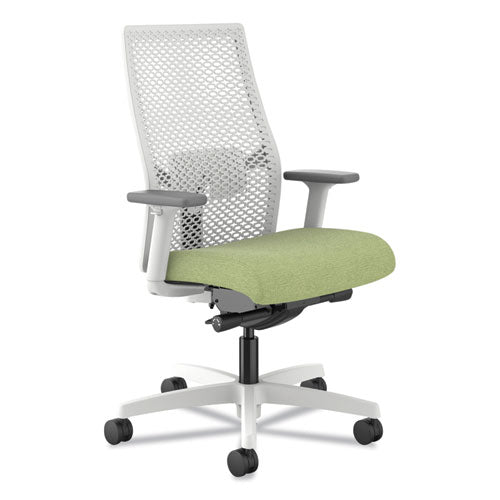 Ignition 2.0 Reactiv Mid-back Task Chair, 17.25" To 21.75" Seat Height, Fern Fabric Seat, Designer White Back, White Base