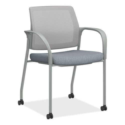 Ignition Series Mesh Back Mobile Stacking Chair, 25 X 21.75 X 33.5, Basalt/fog, Textured Silver Base, Ships In 7-10 Bus Days