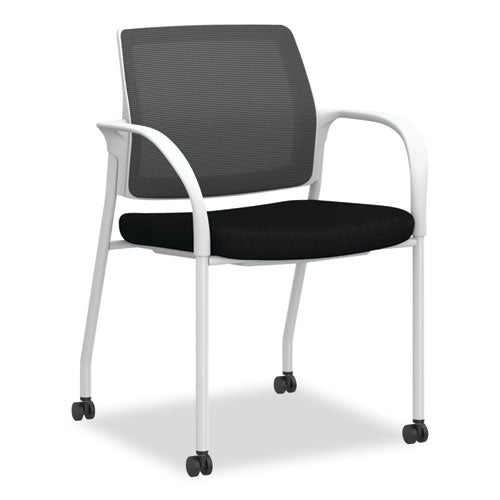 Ignition Series Mesh Back Mobile Stacking Chair, Fabric Seat, 25 X 21.75 X 33.5, Black/white, Ships In 7-10 Business Days