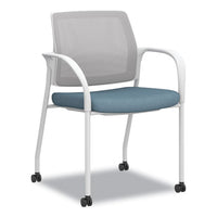 Ignition Series Mesh Back Mobile Stacking Chair, Fabric Seat, 25 X 21.75 X 33.5, Carolina/fog/white, Ships In 7-10 Bus Days