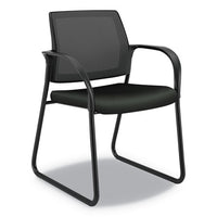 Ignition Series Mesh Back Guest Chair With Sled Base, 25" X 22" X 34", Black Seat-back, Platinum Base