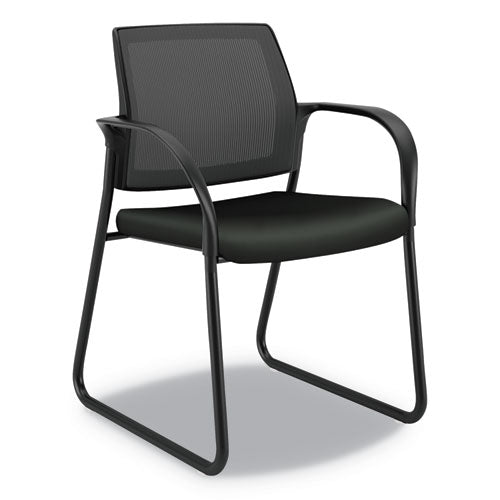 Ignition Series Mesh Back Guest Chair With Sled Base, 25" X 22" X 34", Frost Seat, Black Back-base