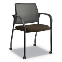 Ignition Series Mesh Back Mobile Stacking Chair, Supports Up To 300 Lb, Black Vinyl Seat, Black Back, Platinum Base