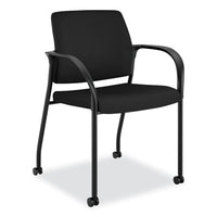 Ignition Series Guest Chair With Arms, Polyester Fabric Seat, 25" X 21.75" X 33.5", Black, Ships In 7-10 Business Days