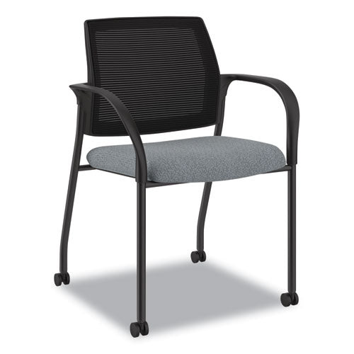Ignition Series Mesh Back Mobile Stacking Chair, Fabric Seat, 25 X 21.75 X 33.5, Basalt/black, Ships In 7-10 Business Days
