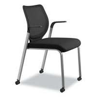 Nucleus Series Multipurpose Stacking Chair With Ilira-stretch M4 Back, Black Seat-black Back, Platinum Base