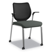 Nucleus Series Multipurpose Stacking Chair With Ilira-stretch M4 Back, Black Seat-black Back, Platinum Base