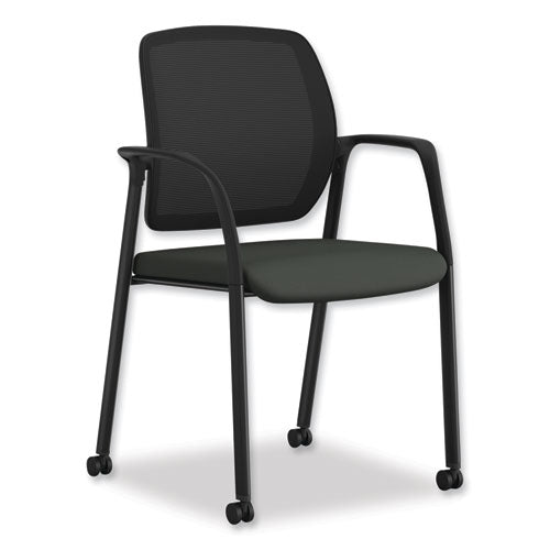 Nucleus Series Recharge Guest Chair, Supports Up To 300 Lb, 24.81" X 23.5" X 36.38", Iron Ore Seat, Black Back, Black Base
