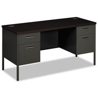 Metro Series Kneespace Credenza, 60w X 24d X 29.5h, Mahogany-charcoal