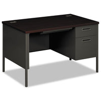 Metro Classic Right Pedestal Desk, 48w X 30d X 29.5h, Mahogany-charcoal