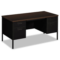 Metro Classic Double Pedestal Desk, 60w X 30d X 29.5h, Mocha-black