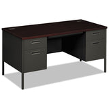 Metro Classic Double Pedestal Desk, 60w X 30d X 29.5h, Mahogany-charcoal