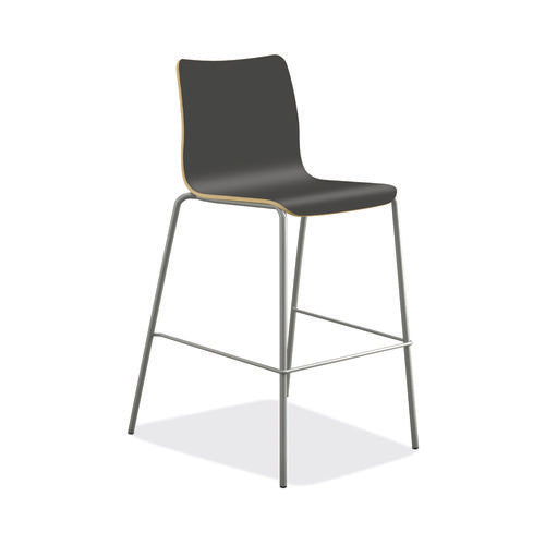 Ruck Laminate Stool, Up To 300 Lbs, 30" Seat Height, Charcoal Seat, Charcoal Back, Silver Base