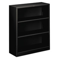 Metal Bookcase, Three-shelf, 34-1-2w X 12-5-8d X 41h, Black