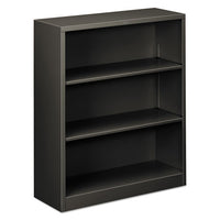 Metal Bookcase, Three-shelf, 34-1-2w X 12-5-8d X 41h, Charcoal