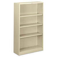 Metal Bookcase, Four-shelf, 34-1-2w X 12-5-8d X 59h, Putty