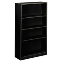 Metal Bookcase, Four-shelf, 34-1-2w X 12-5-8d X 59h, Black