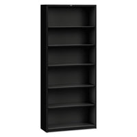 Metal Bookcase, Six-shelf, 34-1-2w X 12-5-8d X 81-1-8h, Black