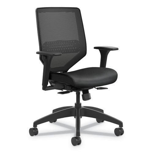 Solve Series Mesh Back Task Chair, Supports Up To 300 Lb, 18" To 23" Seat Height, Putty Seat, Fog Back, Black Base
