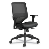 Solve Series Mesh Back Task Chair, Supports Up To 300 Lb, 18" To 23" Seat Height, Midnight Seat, Fog Back, Black Base