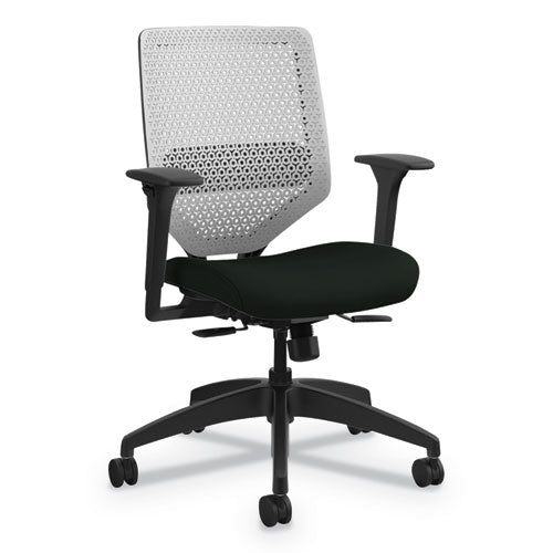 Solve Series Reactiv Back Task Chair, Supports Up To 300 Lb, 18" To 23" Seat Height, Putty Seat, Titanium Back, Black Base