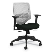 Solve Series Reactiv Back Task Chair, Supports Up To 300 Lb, 18" To 23" Seat Height, Meadow Seat, Titanium Back, Black Base