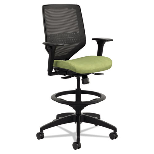 Solve Series Mesh Back Task Stool, Supports Up To 300 Lb, 23" To 33" Seat Height, Midnight Seat, Charcoal Back, Black Base