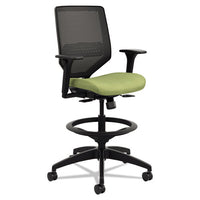 Solve Series Mesh Back Task Stool, Supports Up To 300 Lb, 23" To 33" Seat Height, Bittersweet Seat, Fog Back, Black Base