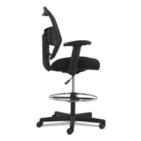 Prominent High-back Task Stool, 28.1" Seat Height, Supports Up To 250 Lbs., Black Seat, Black Back, Black Base