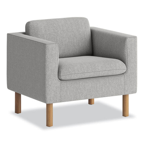 Parkwyn Series Club Chair, 33" X 26.75" X 29", Gray Seat-back, Oak Base