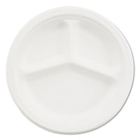 Paper Dinnerware, 3-comp Plate, 9 1-4" Dia, White, 500-carton