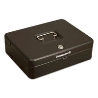 Tiered Cantidoor Lever Cash Box, Keylock, 11.9 X 9.7 X 3.5, Steel, Black