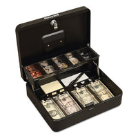 Tiered Cantidoor Lever Cash Box, Keylock, 11.9 X 9.7 X 3.5, Steel, Black