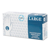 Embossed Polyethylene Disposable Gloves, Large, Powder-free, Clear, 500-box, 4 Boxes-carton