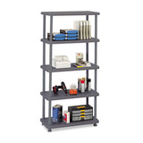 Rough N Ready Four-shelf Open Storage System, Resin, 32w X 13d X 54h, Black
