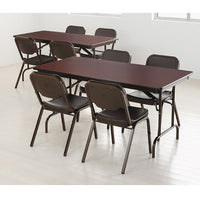 Premium Wood Laminate Folding Table, Rectangular, 60w X 30d X 29h, Mahogany