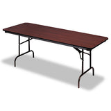 Premium Wood Laminate Folding Table, Rectangular, 72w X 30d X 29h, Mahogany