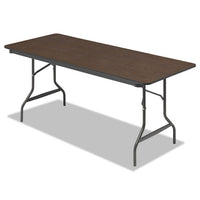 Economy Wood Laminate Folding Table, Rectangular, 48w X 24d X 29h, Walnut