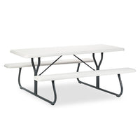 Indestructables Too 1200 Series Resin Picnic Table, 72w X 30d, Platinum-gray